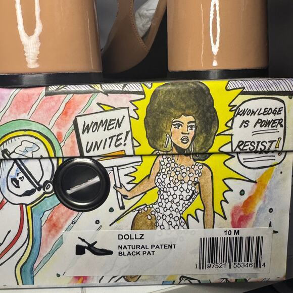 New Jeffrey Campbell Dollz Cap Toe Slingback Pumps Beige Black Buckle Sz 10 - Picture 6 of 8